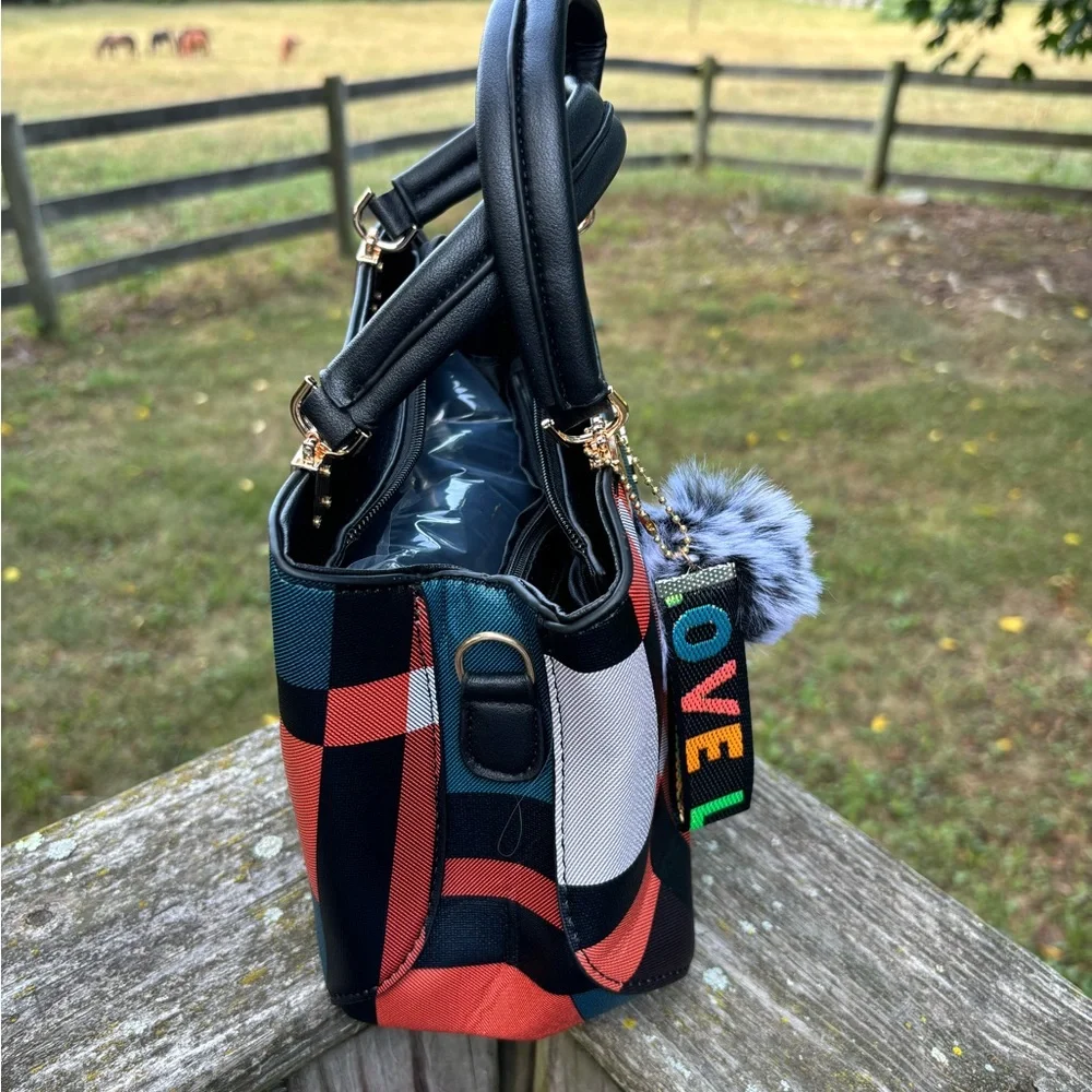 SHEIN small plaid purse very cute and colorful zippered pocket on exterior back